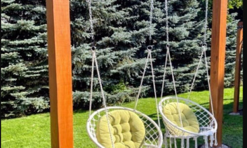 Outdoor Theater and Half Pergola Swing Set